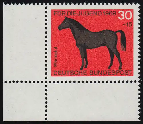 580 jeunes chevaux 30+15 Pf sang chaud ** coin et l.