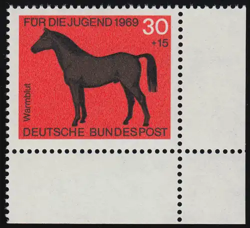 580 jeunes chevaux 30+15 Pf sang chaud ** coin et r.