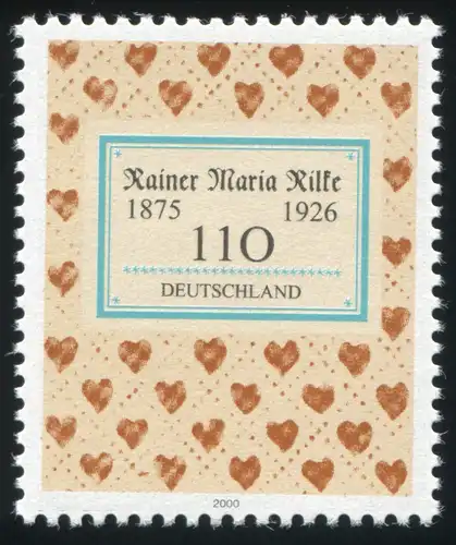 2154 Rilke mit PLF blauer Fleck neben Herz links unten, Feld 1 **