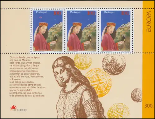 Portugal Block 124 EUROPA / CEPT 1997 mit "Ufo über dem Kopf" (1. Marke), **/MNH