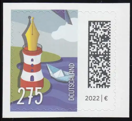 3668 Leuchtfederstift 275 Cent, selbstklebend aus FB 117, ** postfrisch