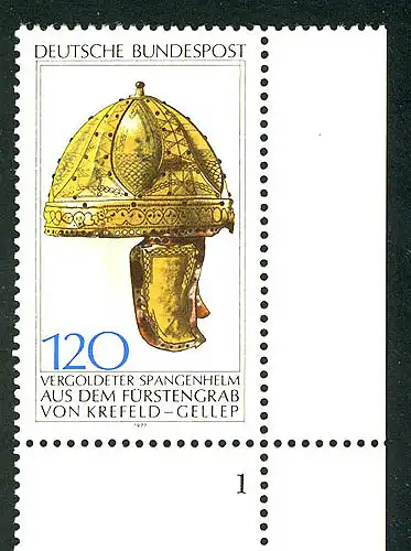 944 Archäologisches Kulturgut Spangenhelm 120 Pf ** FN1