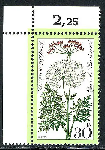 949 Wiesenblumen 30+15 Pf Kümmel ** Ecke o.l.