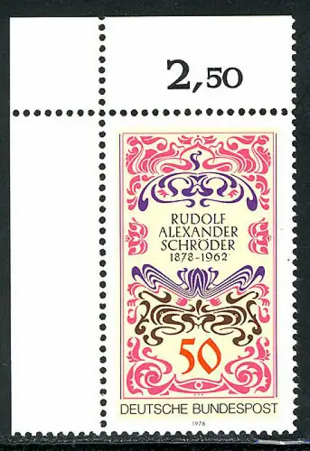 956 Rudolf Alexander Schröder ** Ecke o.l.