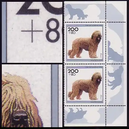 1840 Briard avec PLF trait avant + (F.5) / tache à droite à la tête, F.10, paire **