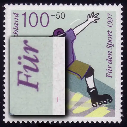 1899 Inline Skating mit PLF lila Strich unter dem F von FÜR, Feld 6, **
