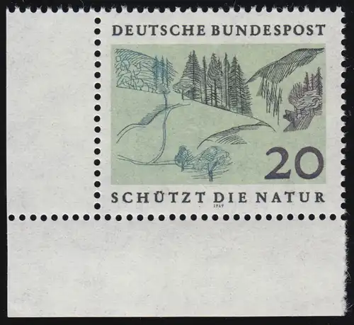 592 Naturschutzjahr 20 Pf Mittelgebirge ** Ecke u.l.
