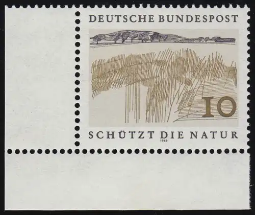 591 Naturschutzjahr 10 Pf Seeniederung ** Ecke u.l.