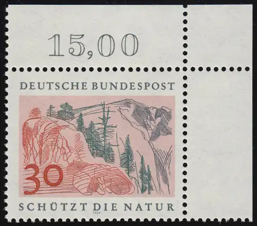 593 Naturschutzjahr 30 Pf Hochgebirge ** Ecke o.r.