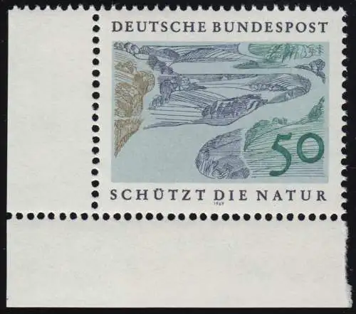 594 Naturschutzjahr 50 Pf Flusslandschaft ** Ecke u.l.