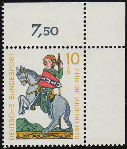 612 Jeunes Minnesseurs 10+5 Pf de Rugge ** Coin o.r.