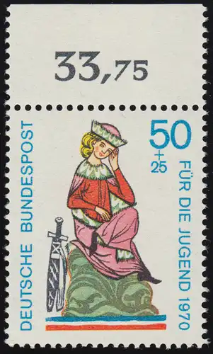 615 Jugend Minnesänger 50+25 Pf von der Vogelweide ** Oberrand