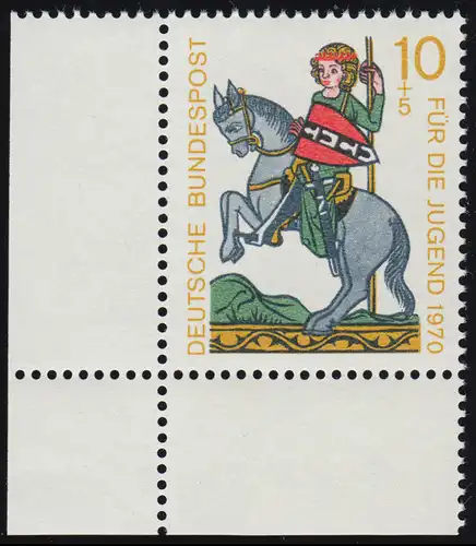 612 Jugend Minnesänger 10+5 Pf von Rugge ** Ecke u.l.