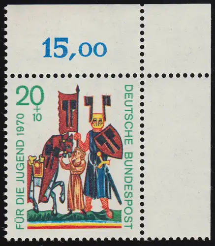 613 Jugend Minnesänger 20+10 Pf von Eschenbach ** Ecke o.r.