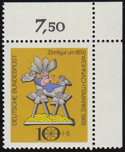 610 Noël 10+5 Pf ** coin o.r.