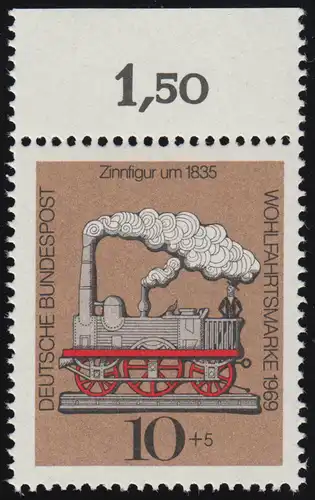 604 Sund Standing figures 10+5 Pf chemin de fer ** Oberrand