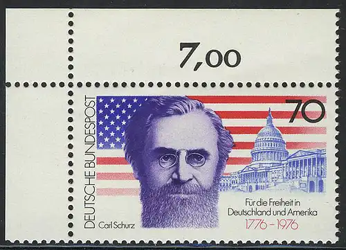 895 Unabhängigkeit USA ** Ecke o.l.