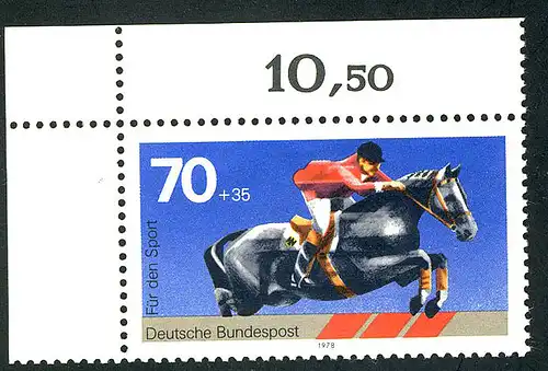 968 Sporthilfe 70+35 Pf Springreiten ** Ecke o.l.