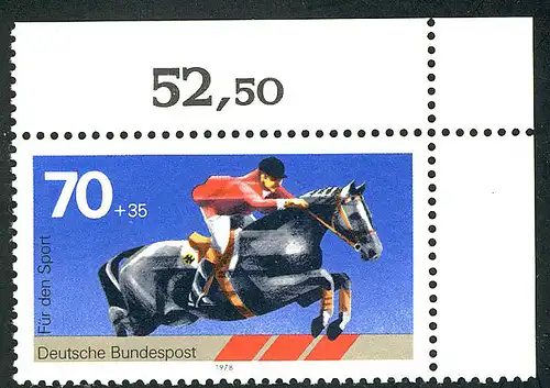 968 Sporthilfe 70+35 Pf Springreiten ** Ecke o.r.