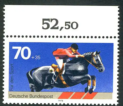 968 Sporthilfe 70+35 Pf Springreiten ** Oberrand