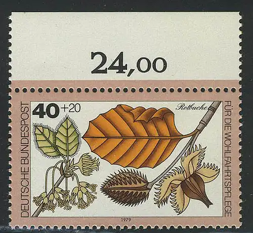 1024 Bäume 40+20 Pf Rotbuche ** Oberrand