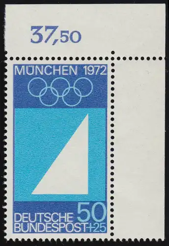 590 Olympische Sommerspiele 50+25 Pf Segeln ** Ecke o.r.