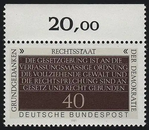 1105 Demokratie 40 Pf Rechtsstaatlichkeit ** Oberrand