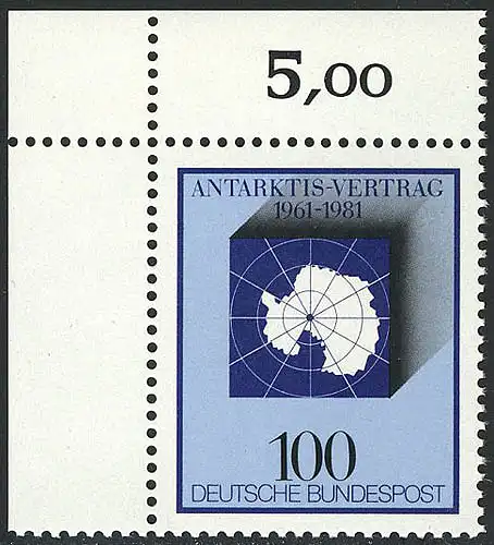 1117 Traité Antarctique ** Coin o.l.