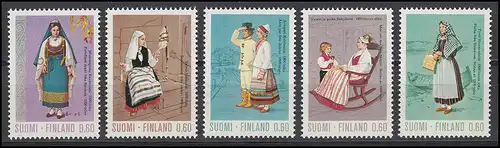 Finnland 733-737 Trachten 1973, 5 Werte, Satz ** / MNH