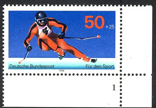 958 Sporthilfe 50+25 Pf Abfahrtslauf ** FN1 ndgz.