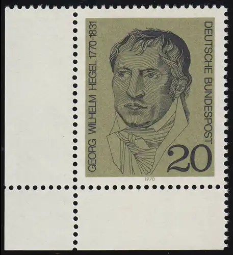 617 Georg Hegel 20 Pf ** Ecke u.l.