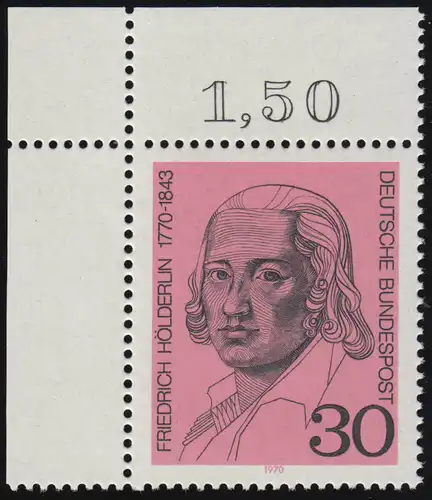 618 Friedrich Hölderlin 30 Pf ** coin o.l.