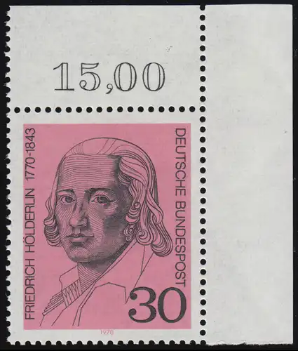 618 Friedrich Hölderlin 30 Pf ** coin o.r.