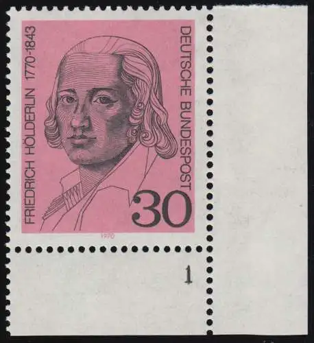 618 Friedrich Hölderlin 30 Pf ** FN1