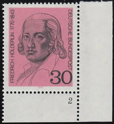 618 Friedrich Hölderlin 30 Pf ** FN2