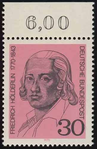 618 Friedrich Hölderlin 30 Pf ** Oberrand