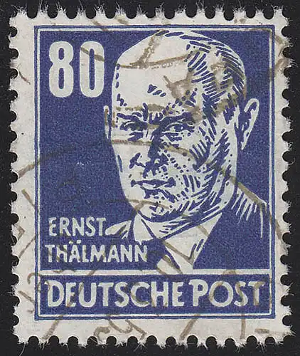 339va XI Ernst Thälmann 80 Pf blau Wz.2 XI Bedarfsstempel O geprüft