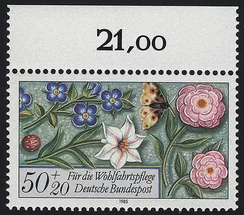1259 Wohlfahrt Miniaturen 50+20 Pf ** Oberrand