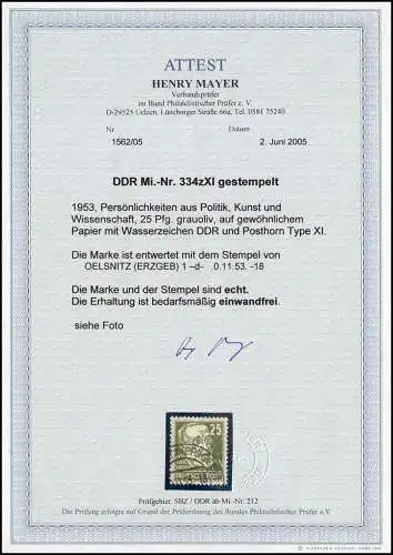 334zXI Virchow - O edgedt OELSNITZ 1953, Fotoatest Mayer impeccable