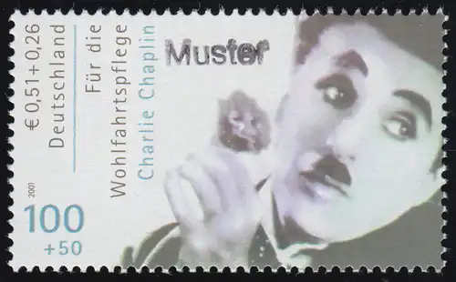 2218A Wofa Filmschauspieler Charlie Chaplin 2001, Muster-Aufdruck