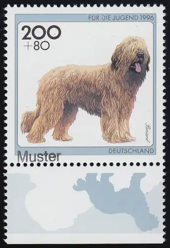 1840 Jugend Hunderassen Briard, Muster-Aufdruck