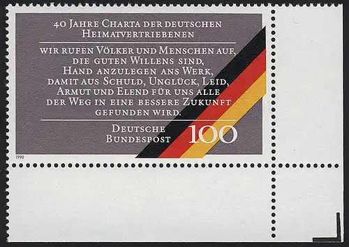 1470 Charta der Heimatvertriebenen ** Ecke u.r.