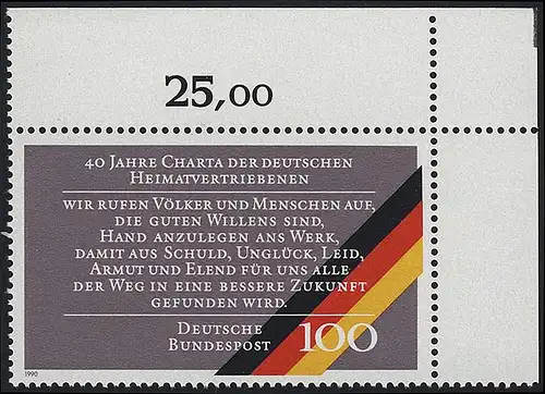 1470 Charta der Heimatvertriebenen ** Ecke o.r.