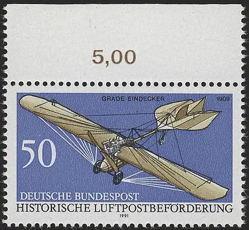 1523 Luftpostbeförderung 50 Pf ** Oberrand