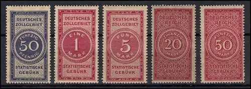 Dienst Zollgebührenmarken: Set mit 5 Werten, ** postfrisch