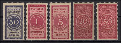 Dienst Zollgebührenmarken: Set mit 5 Werten, ** postfrisch
