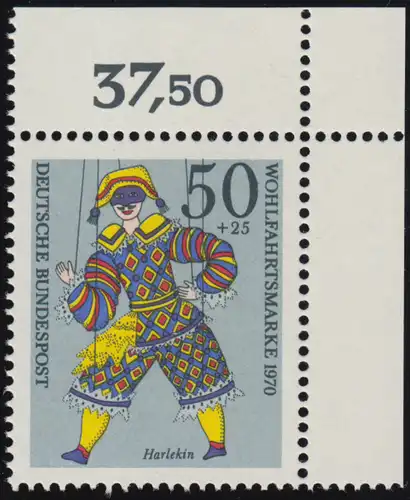 653 Marionnettes de bien-être 50+25 Pf Harlekin ** coin o.r.