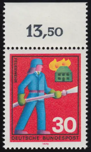 632 Hilfsdienste 30 Pf Feuerwehr ** Oberrand