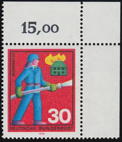 632 Services auxiliaires 30 Pf pompiers ** coin o.r.