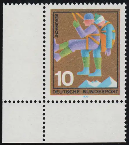 630 Hilfsdienste 10 Pf Bergwacht ** Ecke u.l.